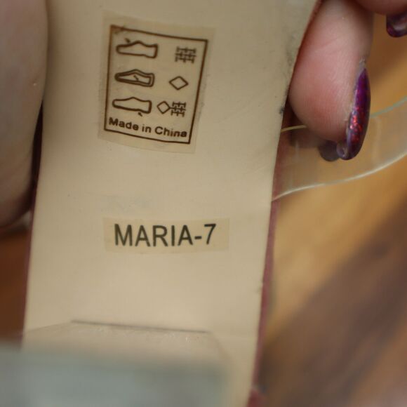 Cape Robbin Shoe Womens Size 7 Ankle Strap Pink Clear Chunky Zipper Heels Maria - Picture 11 of 11